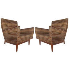 A Pair of Jens Risom Upholstered Arm Chairs