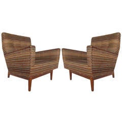 A Pair of Jens Risom Upholstered Arm Chairs