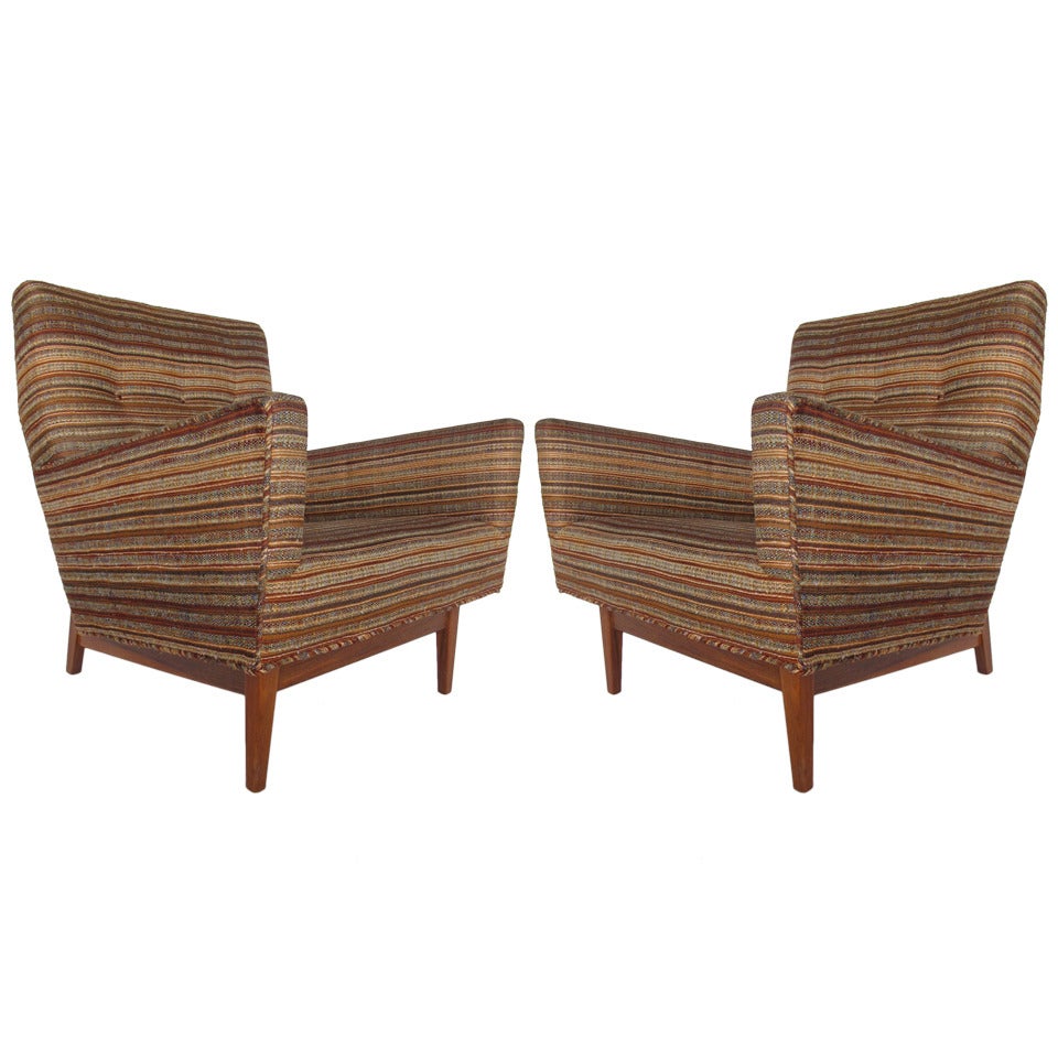 A Pair of Jens Risom Upholstered Arm Chairs