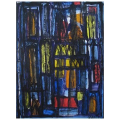 Vintage A Robert Freiman Gouache on Paper "Cathedrale" 1961