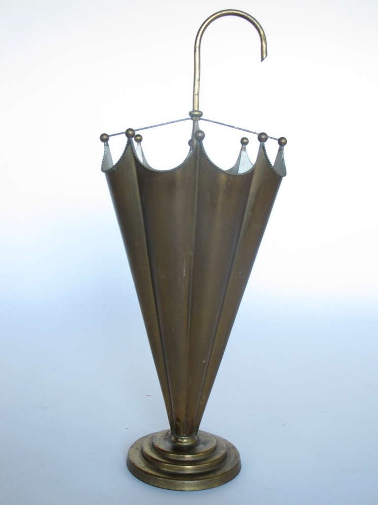 Vintage Italian patinated brass umbrella stand.