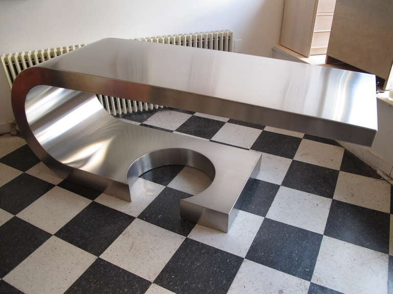 Marzio Cecchi Diapason Desk in Brushed Steel