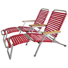 A Pair of Aluminum Folding Chaise Lounges from SS United States Luxury Ship