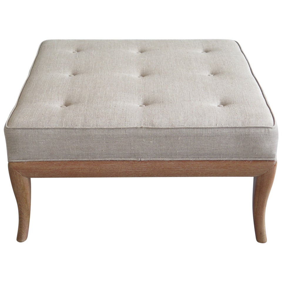 Elegant Large Ottoman with Cerused Finish For Sale