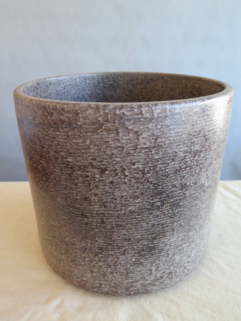 Pair of Textured Brown Glaze Planters by Gainey Pottery at 1stDibs