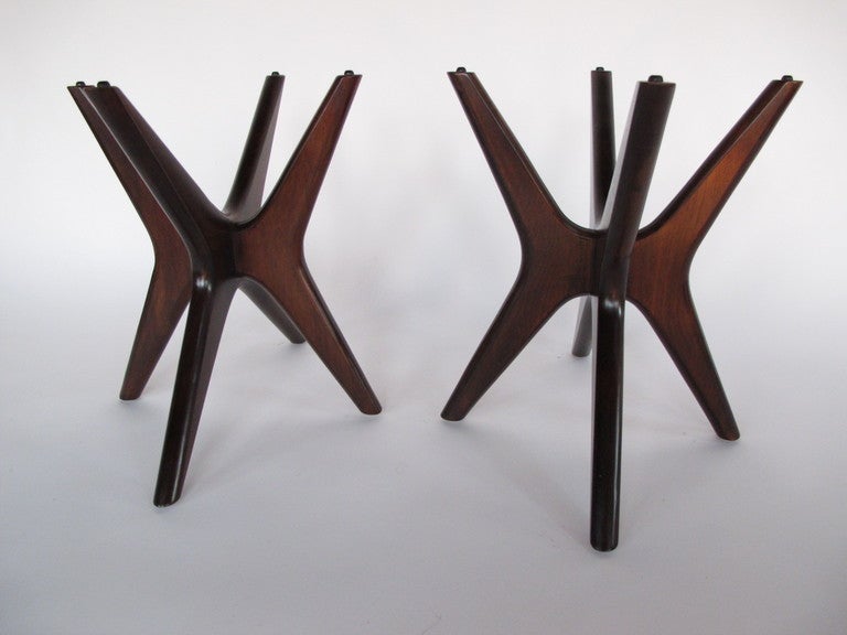 A great pair of tables by Adrian Pearsall. Walnut frames, glass tops.