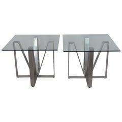 Vintage A Pair of 1970
s  Polished  Aluminum Occasional Tables