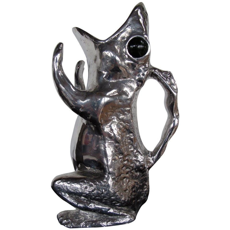 A Charming Frog Pitcher by Arthur Court in Cast Aluminum