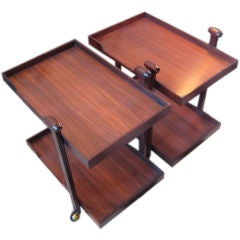 A Pair of CR20 Rosewood Bar Carts By Franco Albini