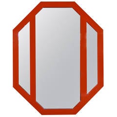 Massive 1970s Orange Plexiglass Mirror