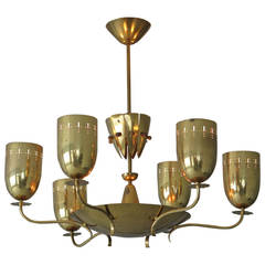 Large German Chandelier in Polished Brass, circa 1950s 6