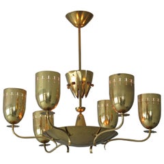 Large German Chandelier in Polished Brass, circa 1950s