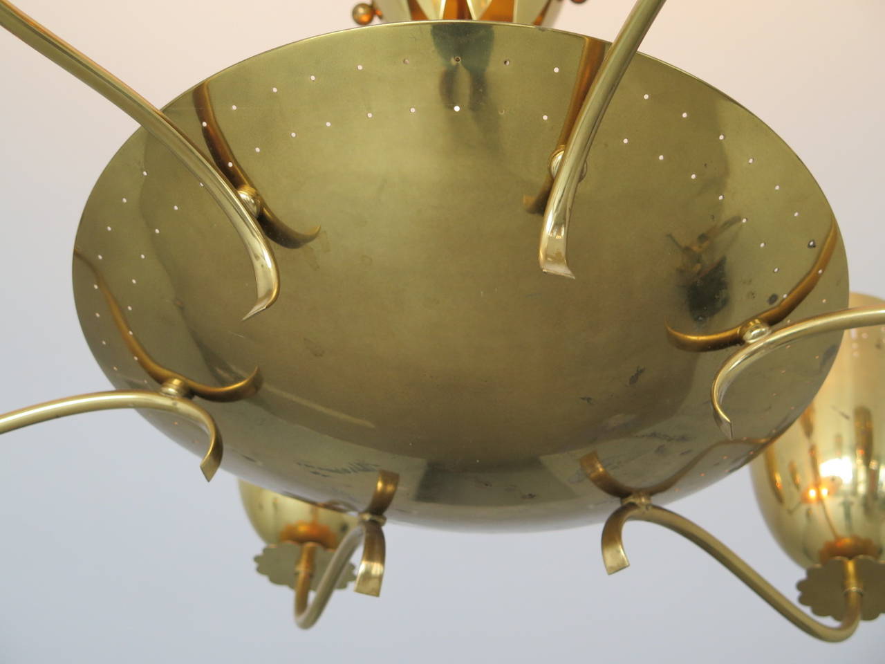 Large German Chandelier in Polished Brass, circa 1950s For Sale 4