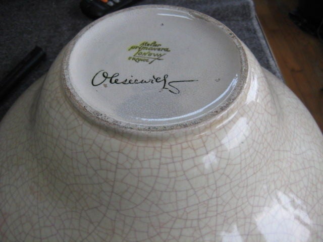 20th Century A Large Ceramic Bowl by Claude Levy for Atelier Primavera Longwy
