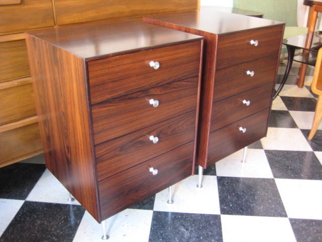 A Pair of Rare George Nelson Small Thin Edge Rosewood  Chests