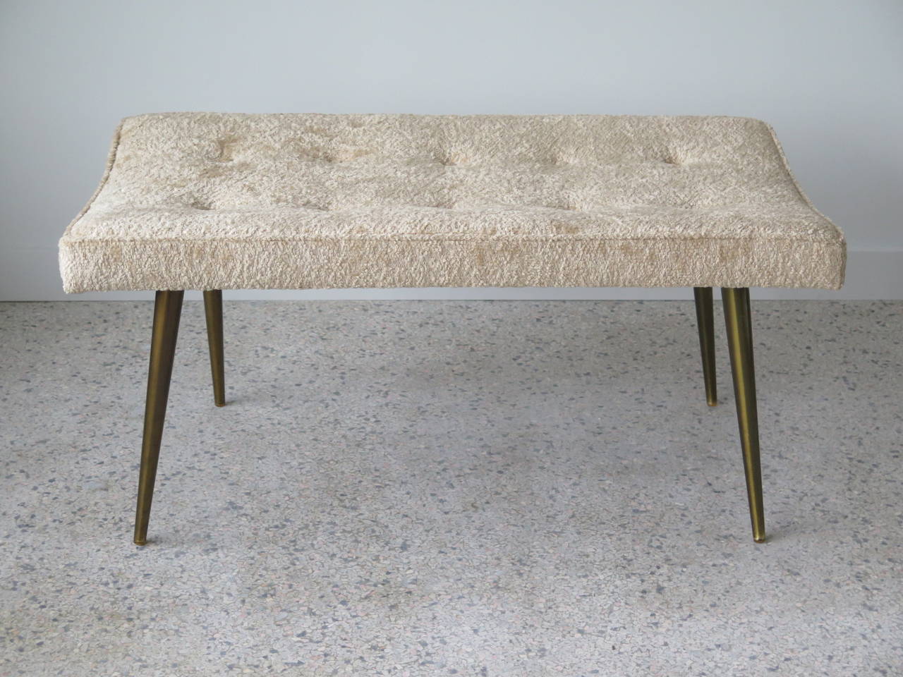 Classic Upholstered Bench with Brass Legs