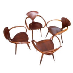 Vintage A Matched Set of Four Norman Cherner Plycraft Armchairs