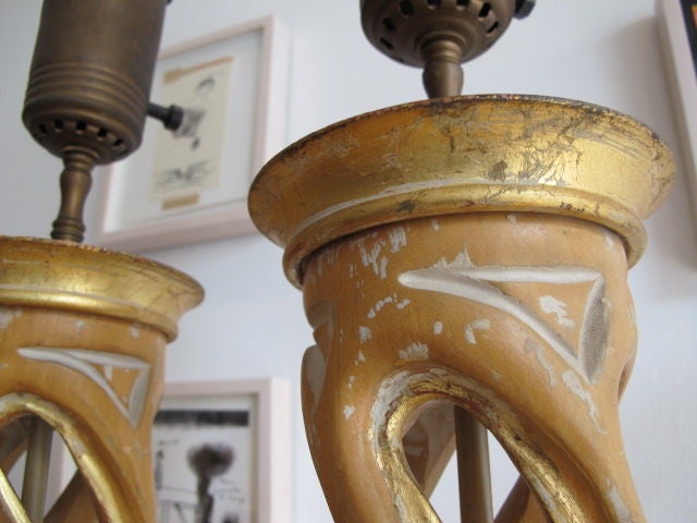 American A Pair of Frederick Cooper Twisted Column Lamps