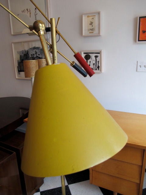 Brass Three Arm Counter Balance Floor Lamp by Arredoluce