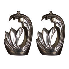A Pair of Unusual Polished Brass Lamps 12