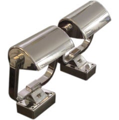 A Pair of Polished Aluminum Reading Lamps/Sconces
