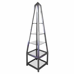 Vintage Obelisk Etagere In Polished Aluminum