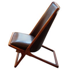 Ward Bennett "Scissor" Chair In Burgundy Hermes Leather