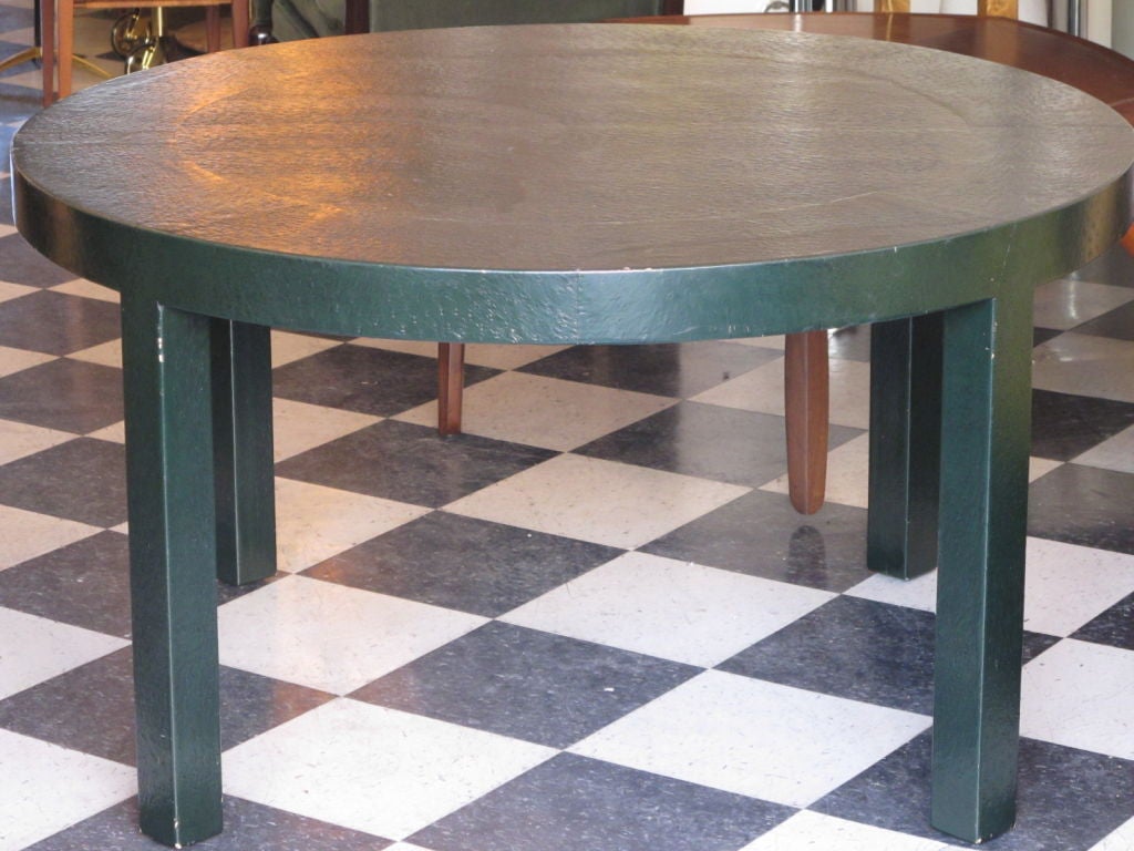 American A Game Table in Dark Green Leather Attributed to Karl Springer