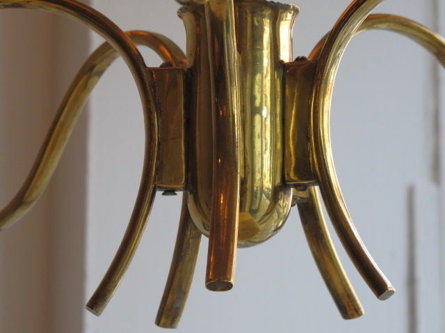 Elegant Polished Brass Chandelier By Paavo Tynell In Good Condition In St.Petersburg, FL