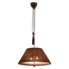 A Paavo Tynell Counterbalance  Pendant Lamp with Rattan Shade