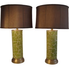 A Pair of Ceramic Crackle Lamps by Bouck White