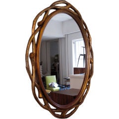 Unusual Tree Branch in Gold Leaf Decorated Mirror