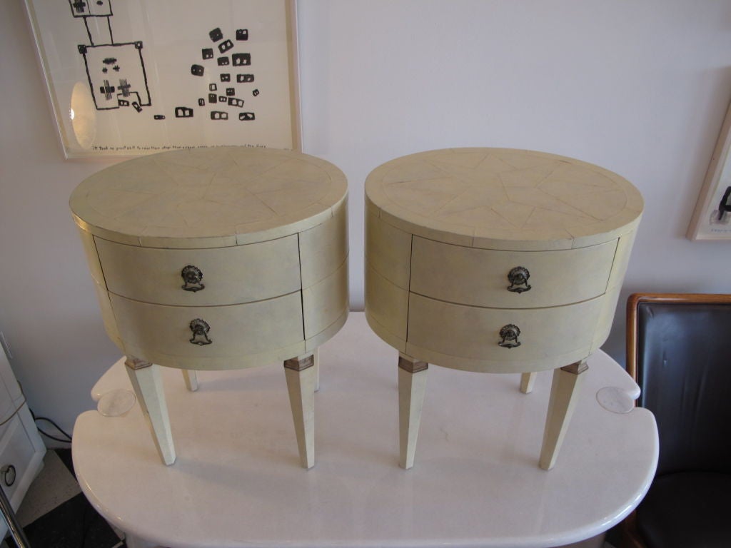 Mid-20th Century A Pair of Nightstands by Samuel Marx in Parchment