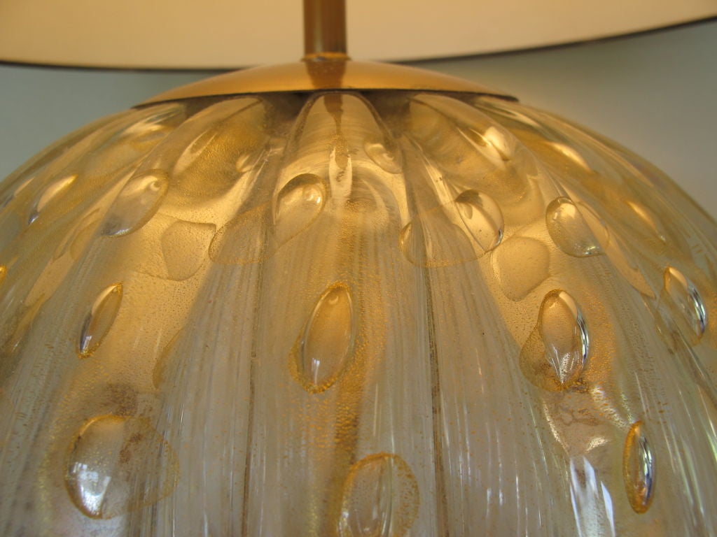A Pair of Impressive Ball Shaped Barovier Murano Lamps