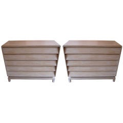 A Pair of Large  Modernist Oak Chests In White Pickled Finish