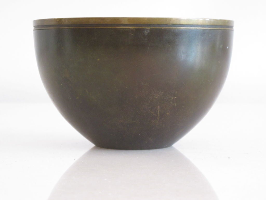 A patinated bronze bowl by Just Anderson, Denmark.