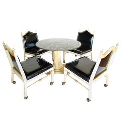 Foster-McDavid Marble Top Game Table with Four Lounge Chairs