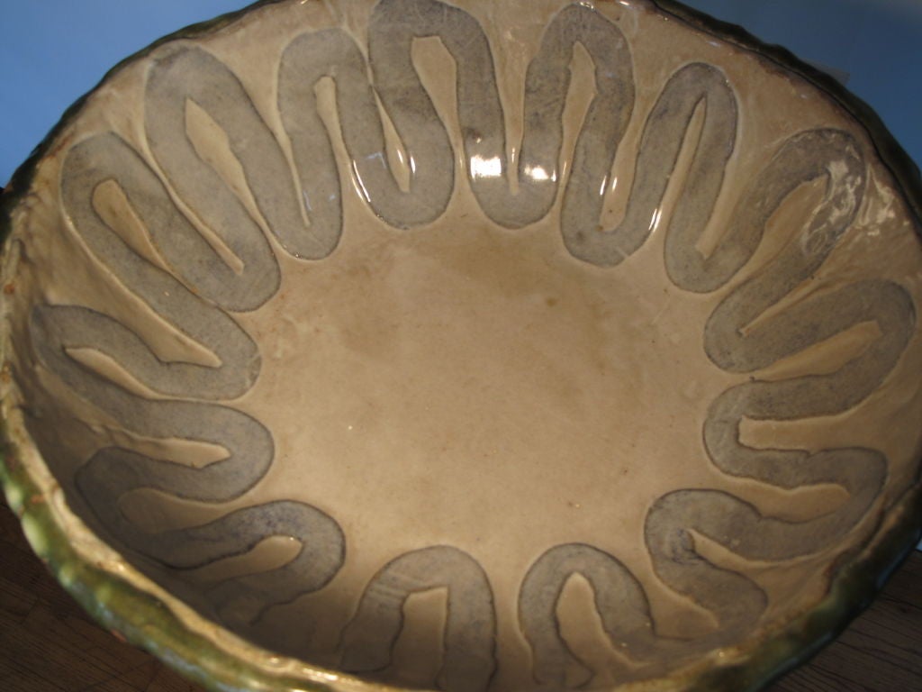 A Large Decorated Ceramic Bowl By Marguerite Antell For Sale 2