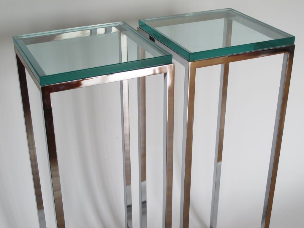 A Pair of Chrome And Glass Pedestals at 1stDibs