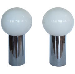 A Pair of Lamps With Glass Ball Shades by George Kovacs