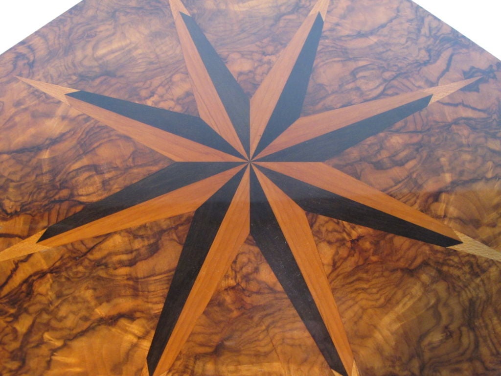 A Faceted Table With Inlays By Andrew Szoeke In Excellent Condition For Sale In St.Petersburg, FL