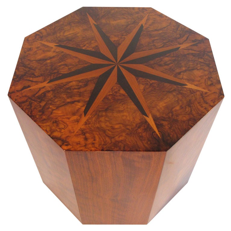 A Faceted Table With Inlays By Andrew Szoeke For Sale