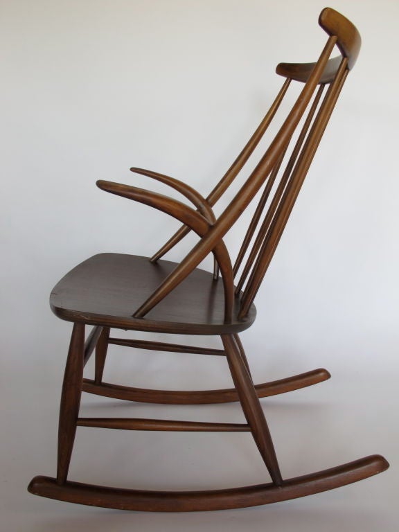Cherry Rocking Chair by Wikkelso For Sale