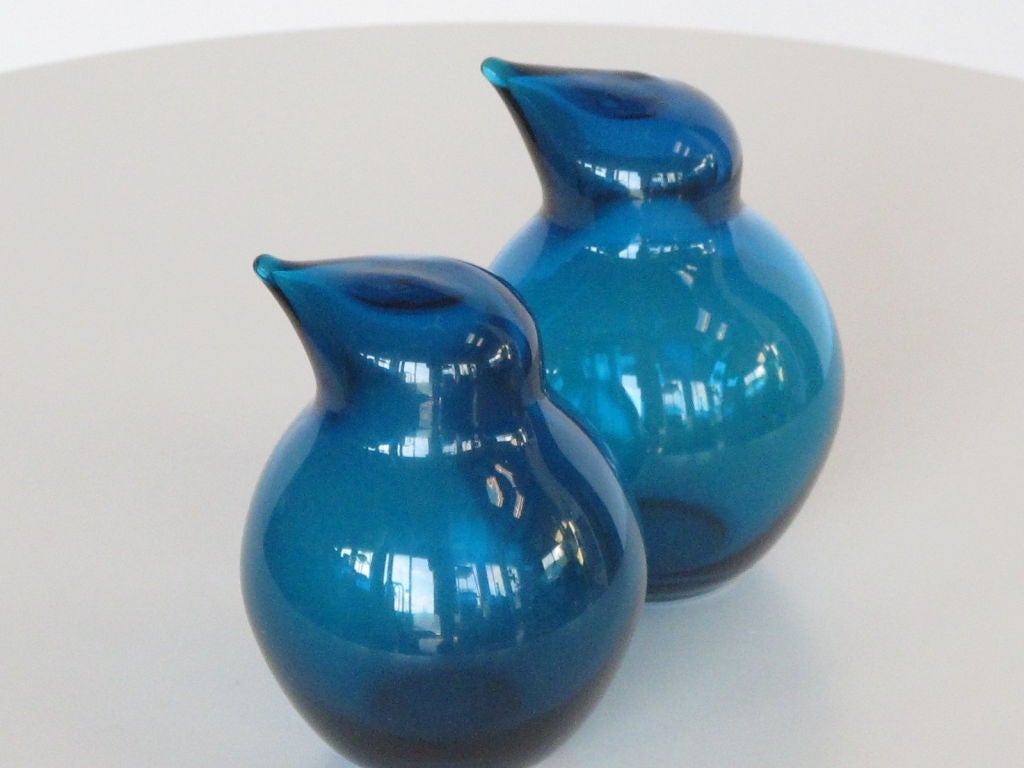 A Pair of Glass Birds by Sakari Pykala for Riihimaki 2