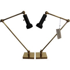 A Pair of Articulated Brass Reading Lamps by Chapman