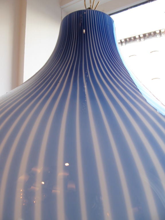 Mid-20th Century Venini Blue Onion Shaped Glass Pendant
