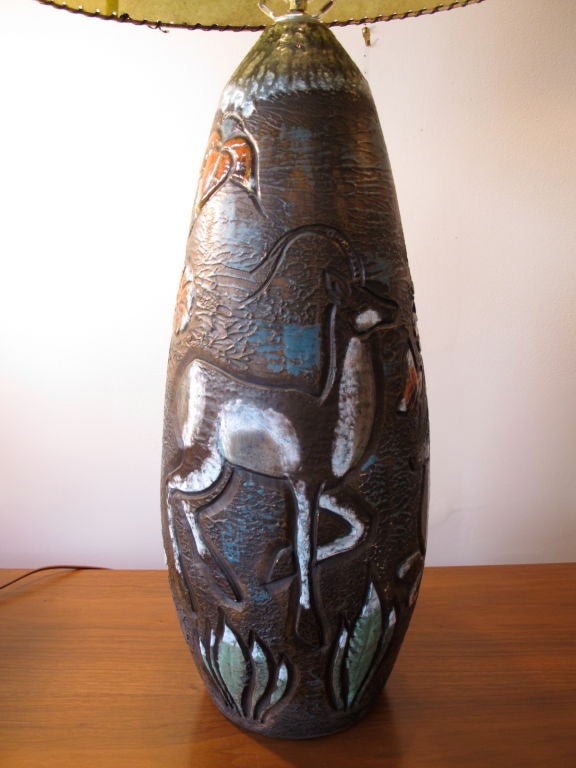Late 20th Century A Pair of Massive Ceramic Lamps By Petrusson, 1975 For Sale