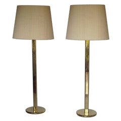 Paire de lampadaires Elegance en laiton poli