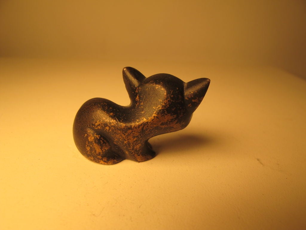 Hagenauer Cat Miniature Sculpture Wiener Werkstatte (Bronze)