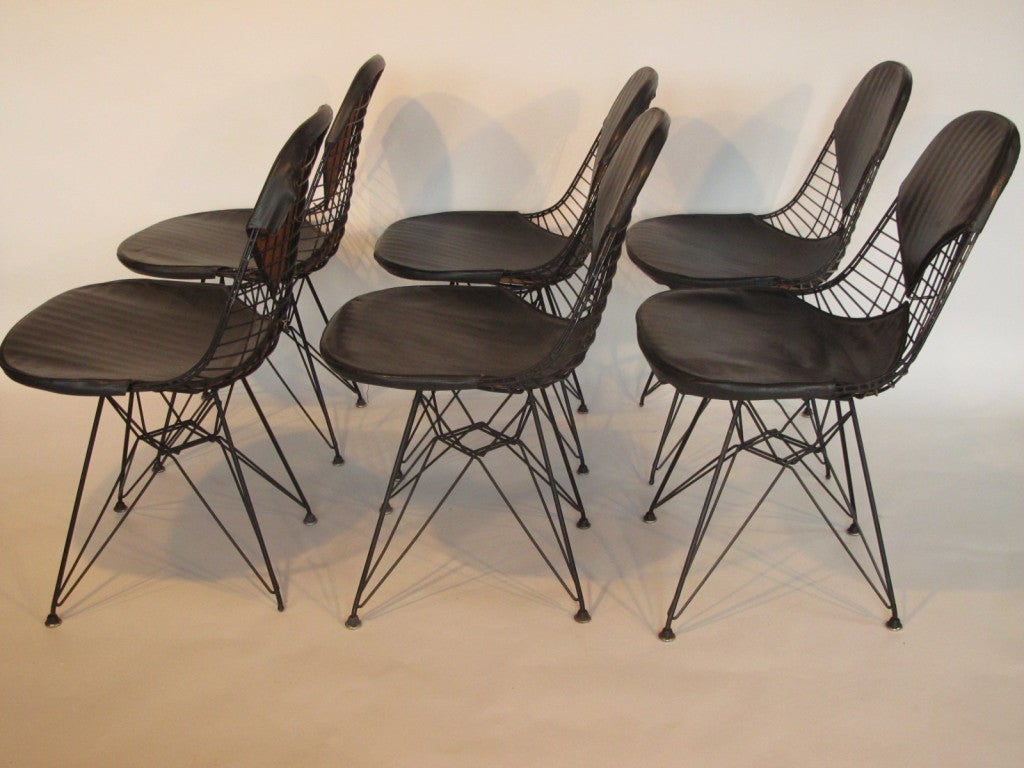 Six Eames Wire Chairs Herman Miller DKR 3